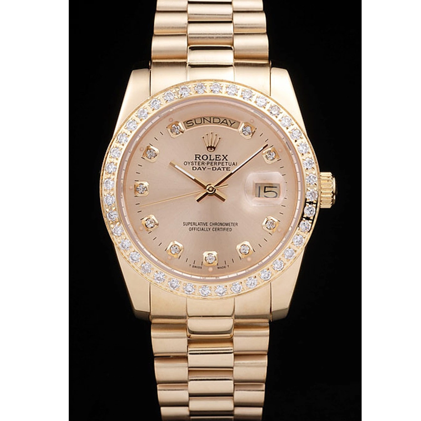 Good Copy Rolex Watches Yellow Gold Rolex Day-Date Plated Gold 18k Steel Dial Stainless 0523